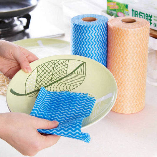 Kitchen Dish Wash Reusable Cleaning Wipe Cloths Sheet Roll