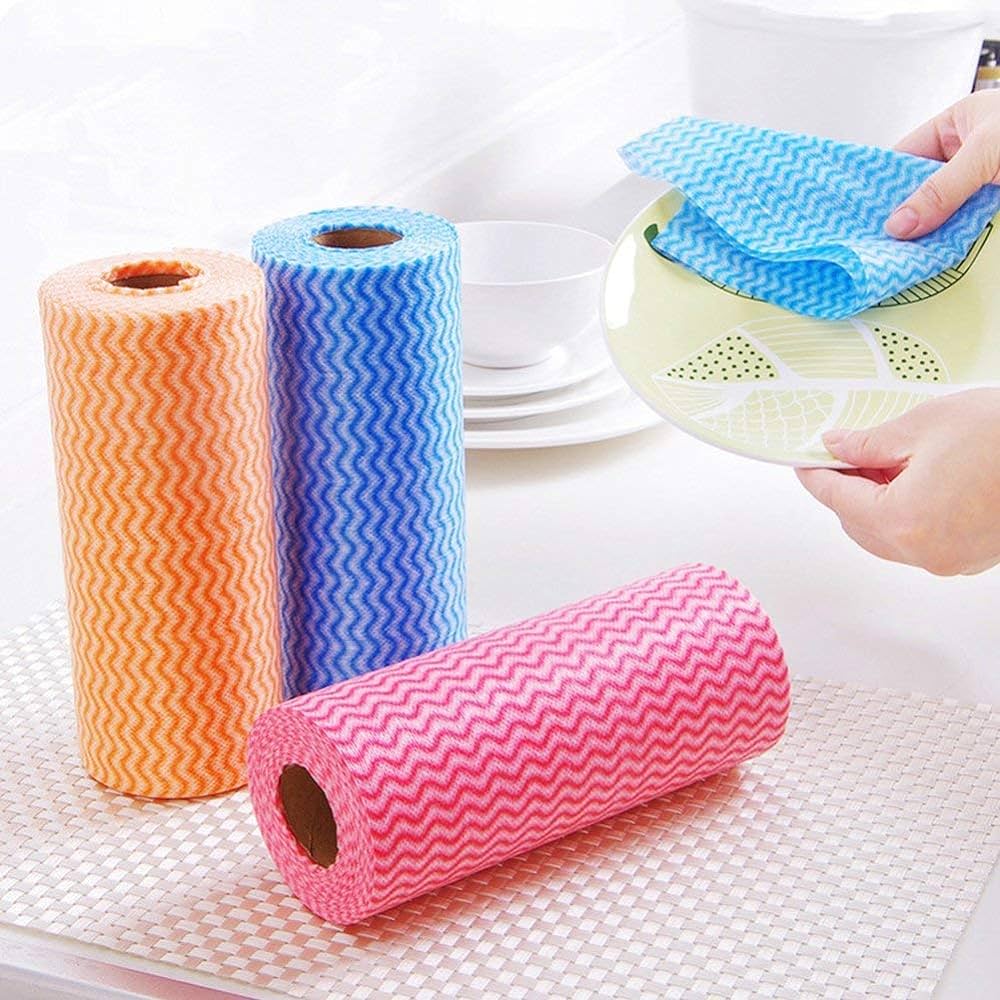 Kitchen Dish Wash Reusable Cleaning Wipe Cloths Sheet Roll