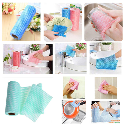 Kitchen Dish Wash Reusable Cleaning Wipe Cloths Sheet Roll