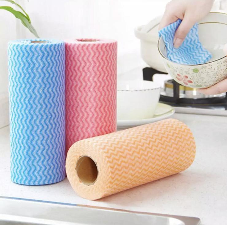 Kitchen Dish Wash Reusable Cleaning Wipe Cloths Sheet Roll