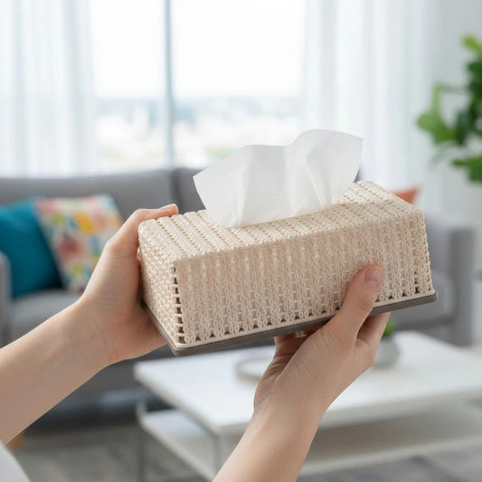 Knit Patterned Tissue Box Holder For Home & Office, Health and Beauty 