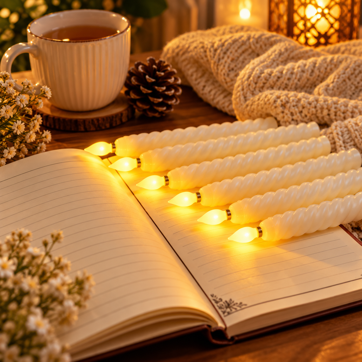 LED Decorative Taper Candle Long Spiral Design With Warm Glow