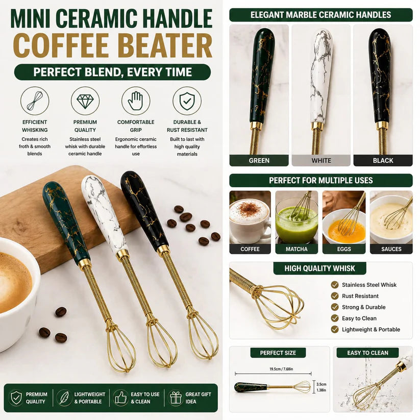 Handheld Stainless Steel Egg Whisk With Ceramic (8 Inch)