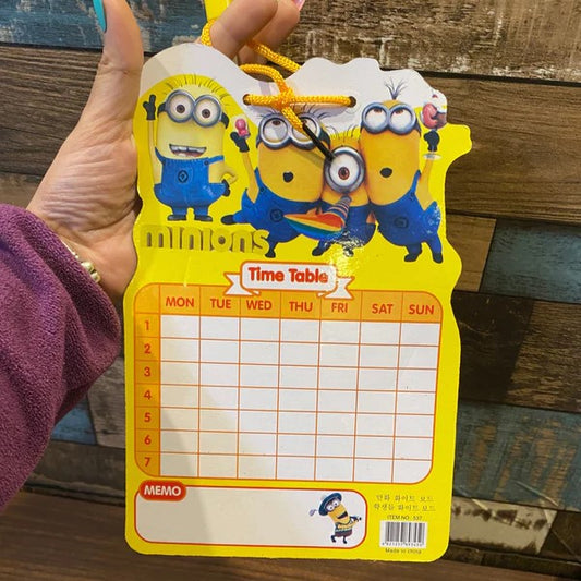 Minions 2 in 1 Scribbling board & Time Table organiser With Black Marker & Eraser