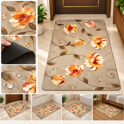 Modern Floral Floor Mat – 22x15 Inch Durable & Easy-Clean Decorative Home Mat