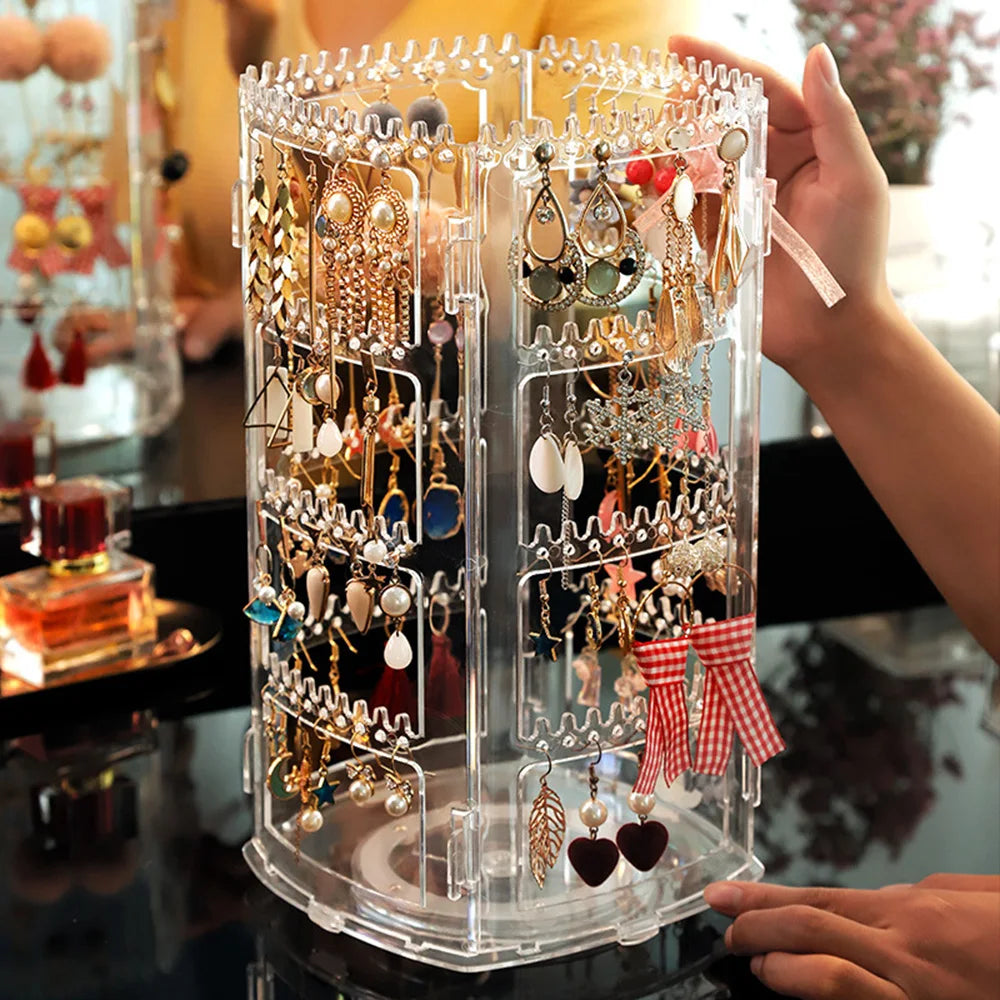 Multi-Layer Acrylic 360° Spin Jewelry Organizer Storage Case