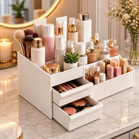 Multi-Section Cosmetic Organizer – Makeup, Perfume & Skincare Storage Box