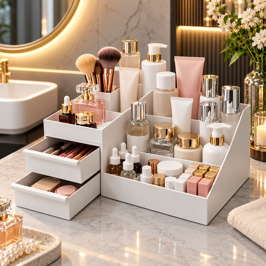 Multi-Section Cosmetic Organizer – Makeup, Perfume & Skincare Storage Box