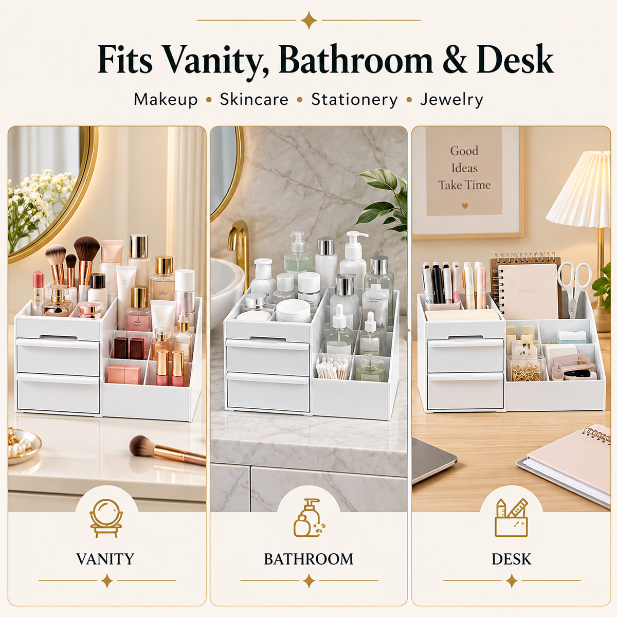 Multi-Section Cosmetic Organizer – Makeup, Perfume & Skincare Storage Box