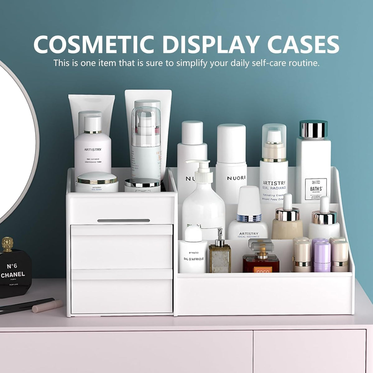 Multi-Section Cosmetic Organizer – Makeup, Perfume & Skincare Storage Box