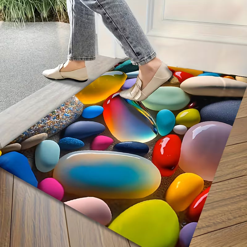  Multi Colored Stone Design Anti Slip Decorative Mat (22X15Inch)