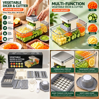 Multipurpose Vegetable Cutter – Chopper, Dicer & Drainer Kitchen Tool