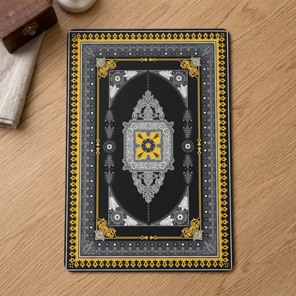 Ornamental Black Gold Floor Mat – 22x15 Inch Elegant Decorative Mat