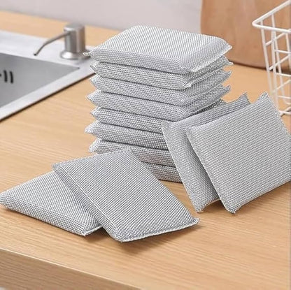 Pack Of 4 Kitchen Steel Wire Dishwashing Scrubbers Sponge