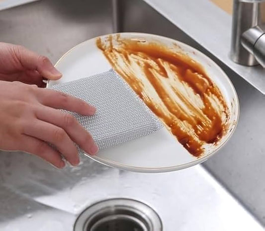 Pack Of 4 Kitchen Steel Wire Dishwashing Scrubbers Sponge