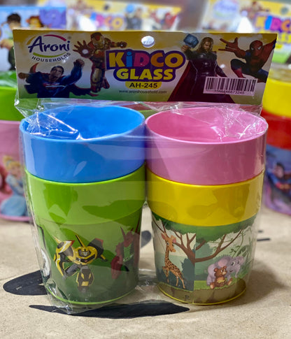 Pack of 4 Kidco Kids Cartoon Characters Glass
