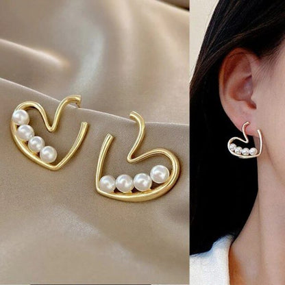 Pearl Design Love Heart Shaped Stylish Earrings