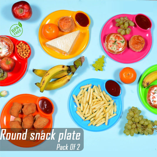 2PC Plastic Round Snacks Plates