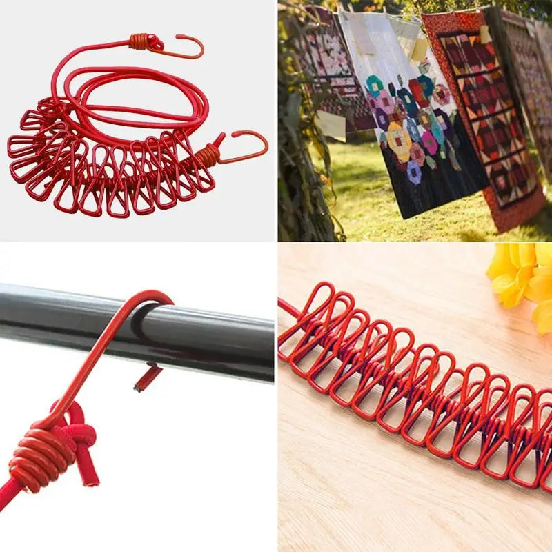 Portable Elastic Clothesline Rope with Clips – Online Shopping in Pakistan