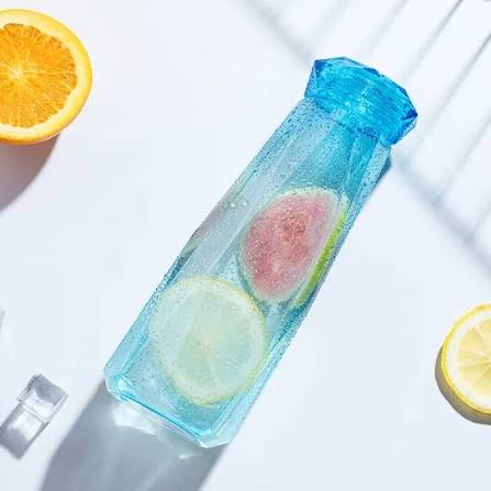 Portable 420ML Diamond Glass Water Bottle – Reusable Drinking Bottle
