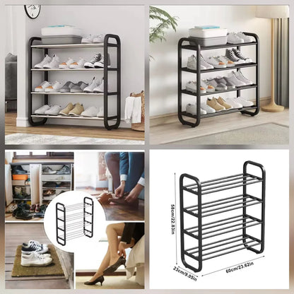 Portable 4 Tier Shoe Rack Storage Shelf for Bedroom and Hallway