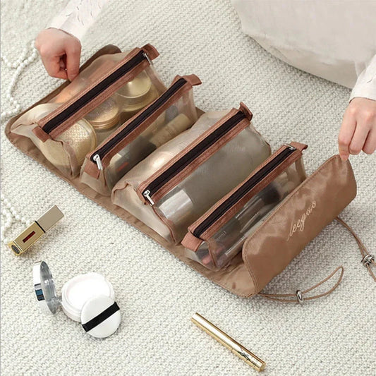 Portable Makeup Organizer with Detachable Sections