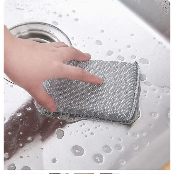 Pack Of 4 Kitchen Steel Wire Dishwashing Scrubbers Sponge