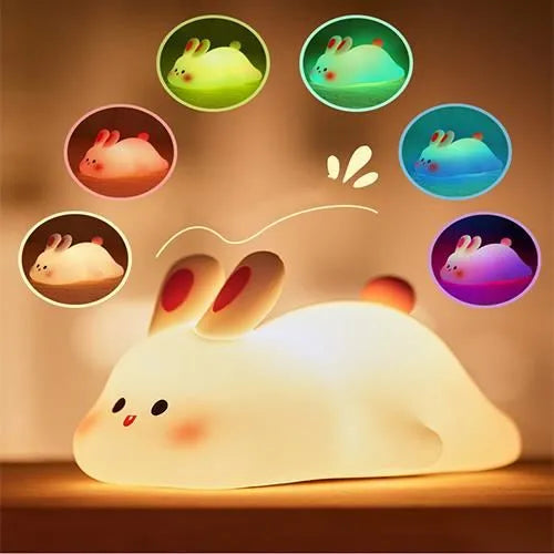 RabbitShapeSiliconeNightLight lamp, Home and Living 