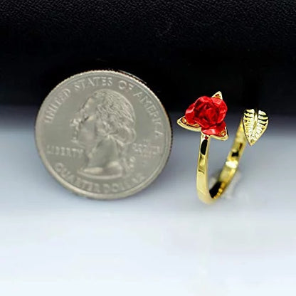 Rose Blossom  Flower Adjustable Open Floral Ring (Random Color)