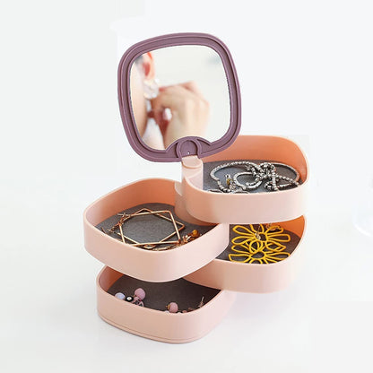 Rotating 360 Multi Layer Makeup Beauty Square Box Organizer