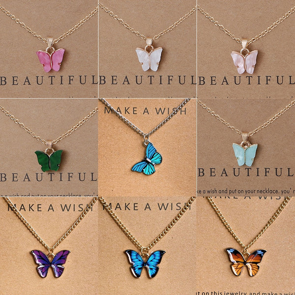 New Trendy Alloy Butterfly Pendant Necklaces(Random Colour)