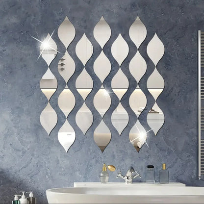 12pcs Acrylic Leaf Mirror Wall Sticker Home Decoration