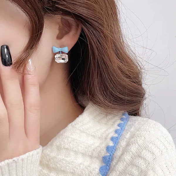 Elegant Bow and Crystal Earrings