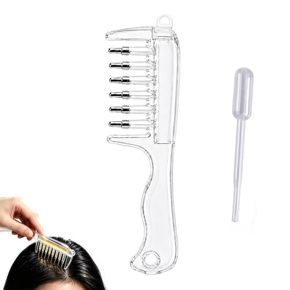 Scalp Massage Oil Applicator – Refillable Comb with 6 Roller Ball Tips