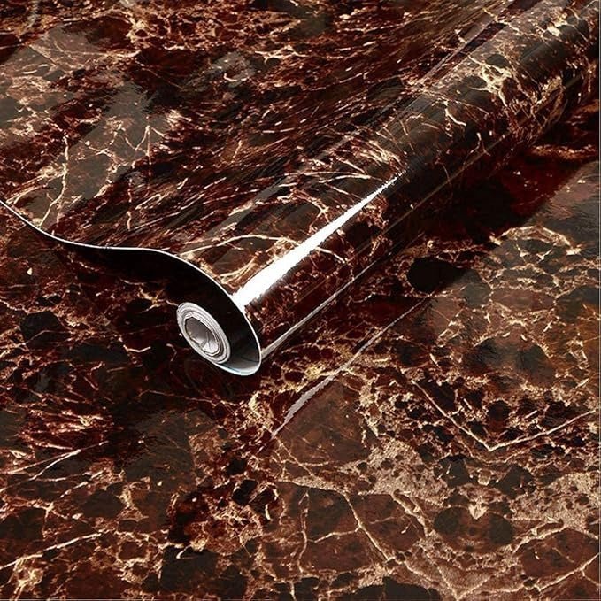 Self-Adhesive Brown Marble Wallpaper – 60cm x 2m Waterproof Decorative Sheet
