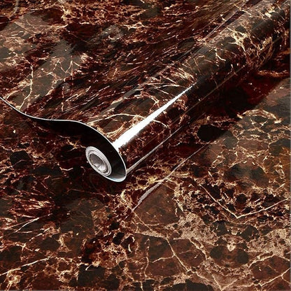 Self-Adhesive Brown Marble Wallpaper – 60cm x 2m Waterproof Decorative Sheet