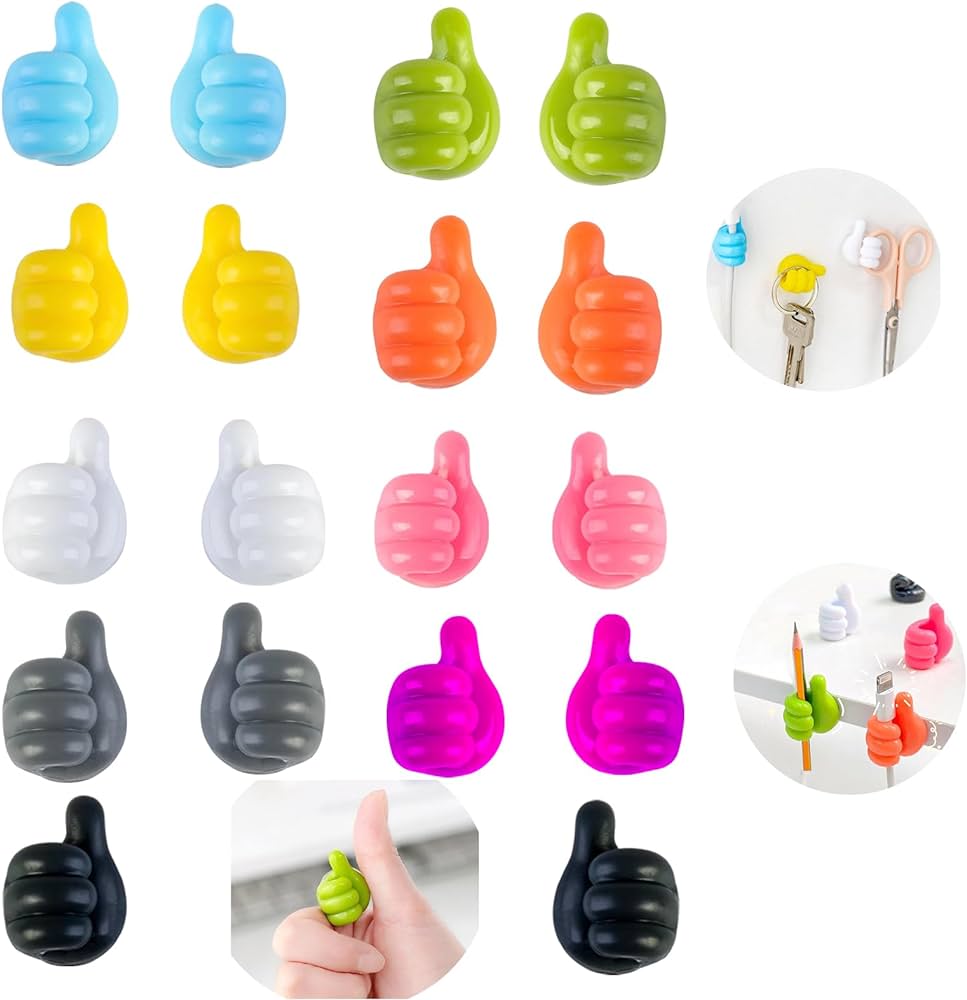 5 Pcs Self Adhesive Wall Thumb Hook (Random Colors)