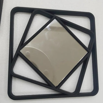 Set Of (3) Square Shapes Wall Mirrors 