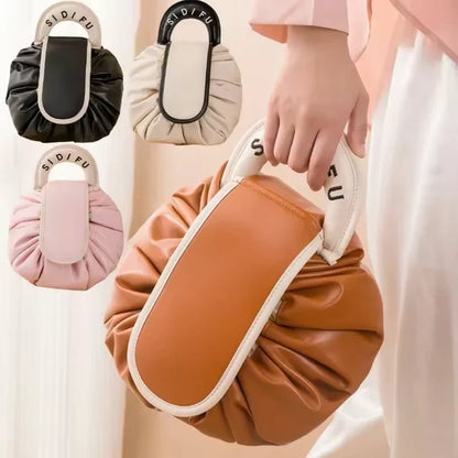 Drawstring Makeup Bag Portable Cosmetic Storage Pouch With Handle