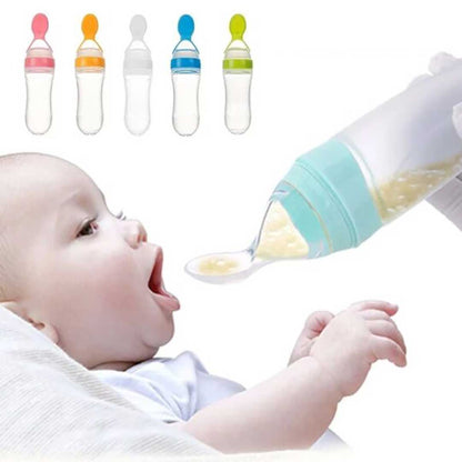 Silicone Baby Feeding Bottle with Spoon Feeder