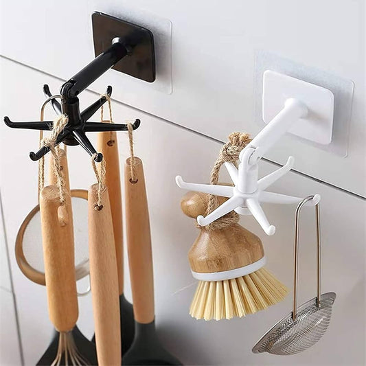 Space Saving 360° Rotating Wall Mounted Hooks Storage Rack