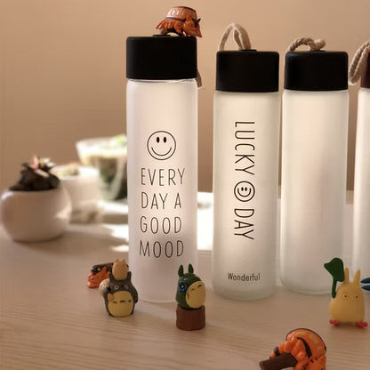 Stylish 400ML Glass Bottle – Reusable Drinking Bottle with Portable Strap