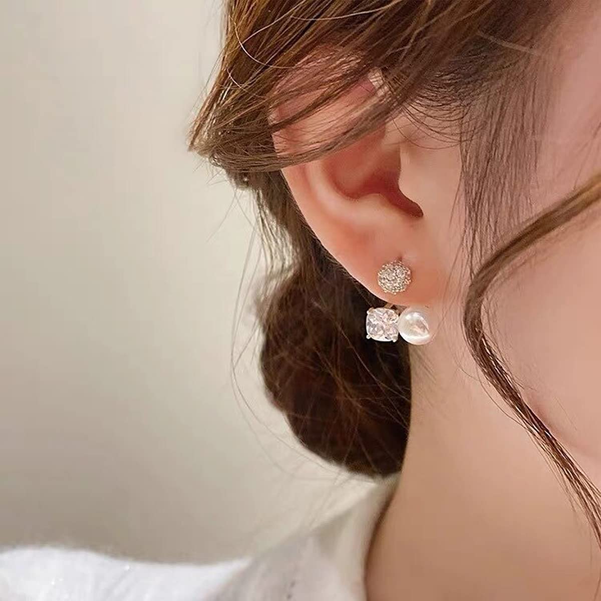 Sweet Imitation Pearl Diamond Drop Earrings