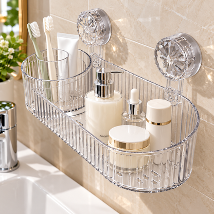 Wall-Mounted Perfume & Skincare Organizer – Space-Saving Storage Basket