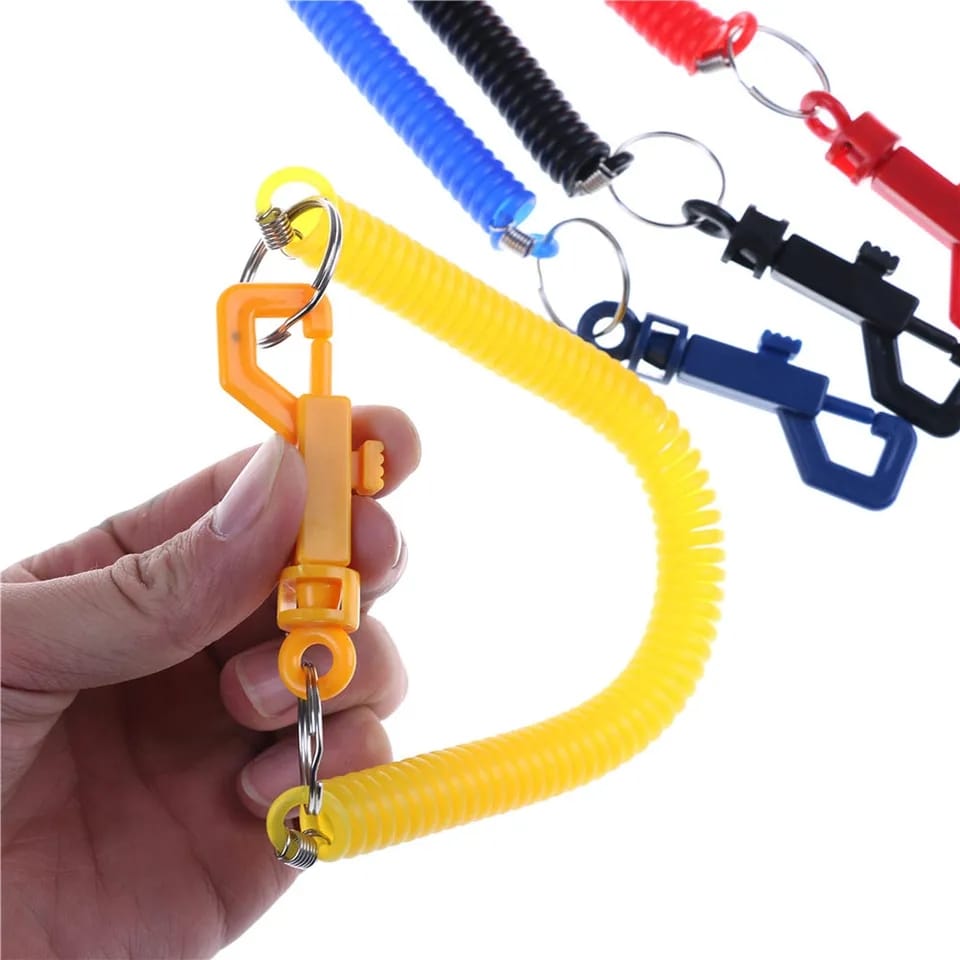 3PC Elastic Spring Coil Strap Rope Lanyard Keychain