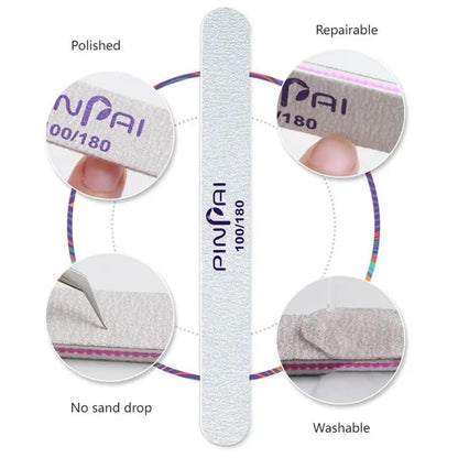 Double Sided Emery Board Washable 100/180 Grit Nail Files