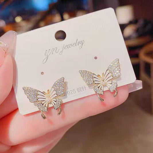 White Butterfly Stud Earrings