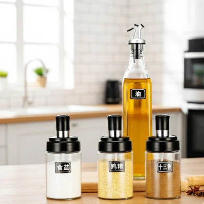4Pcs Oil & Spice Set (White), Kitchen Accessories 