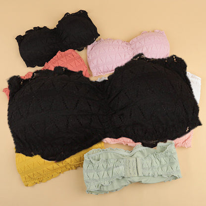 Women Strapless Thin Breathable Lace Tops Wrapped Chest Top (free Size)