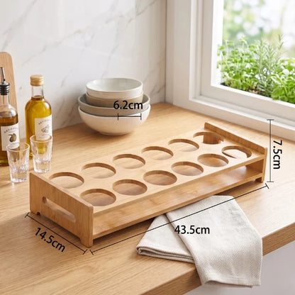 Wooden Egg Storage Tray – 12-Slot Egg Organizer for Kitchen